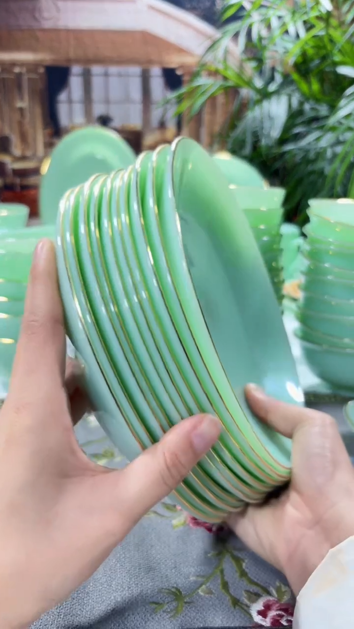 【闪购商品】；8英寸深盘10个  玉瓷【贝美】