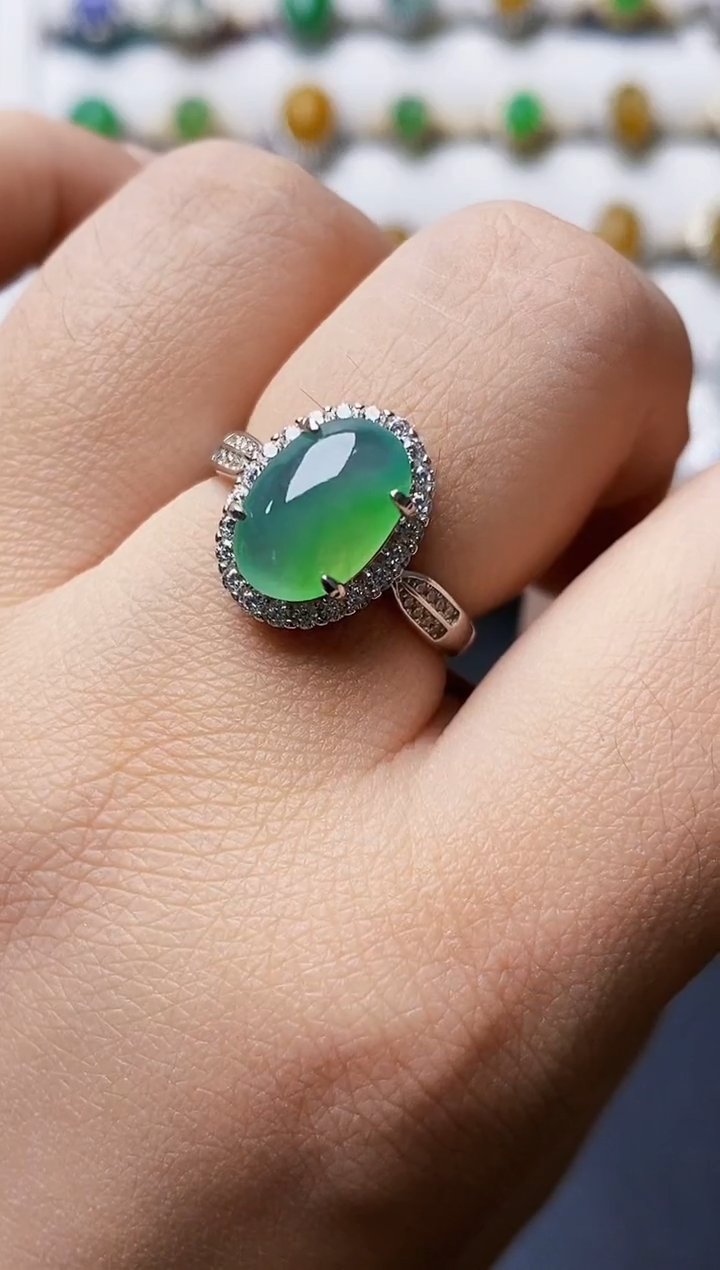 银S925镶嵌戒指翡翠4113