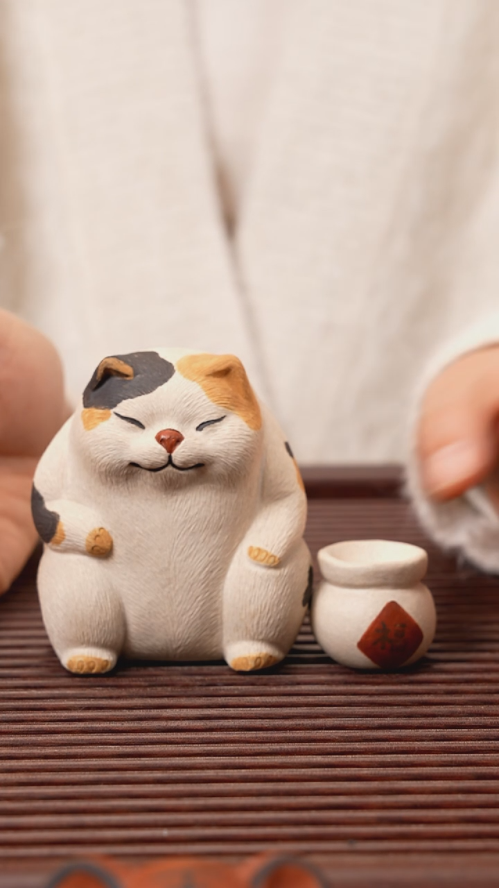 【闪购商品】紫砂茶宠小猫香叉