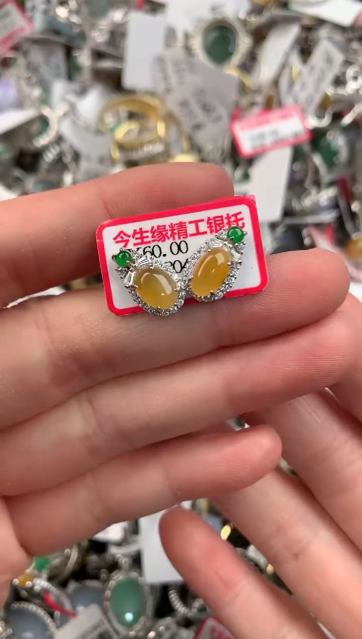 银S925镶嵌戒指翡翠222          6