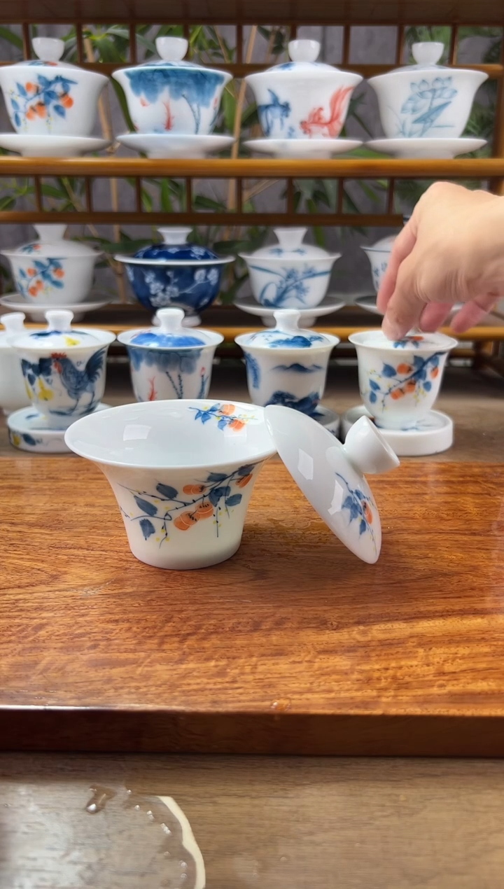 【闪购商品】微瑕柿子二才马蹄盖碗