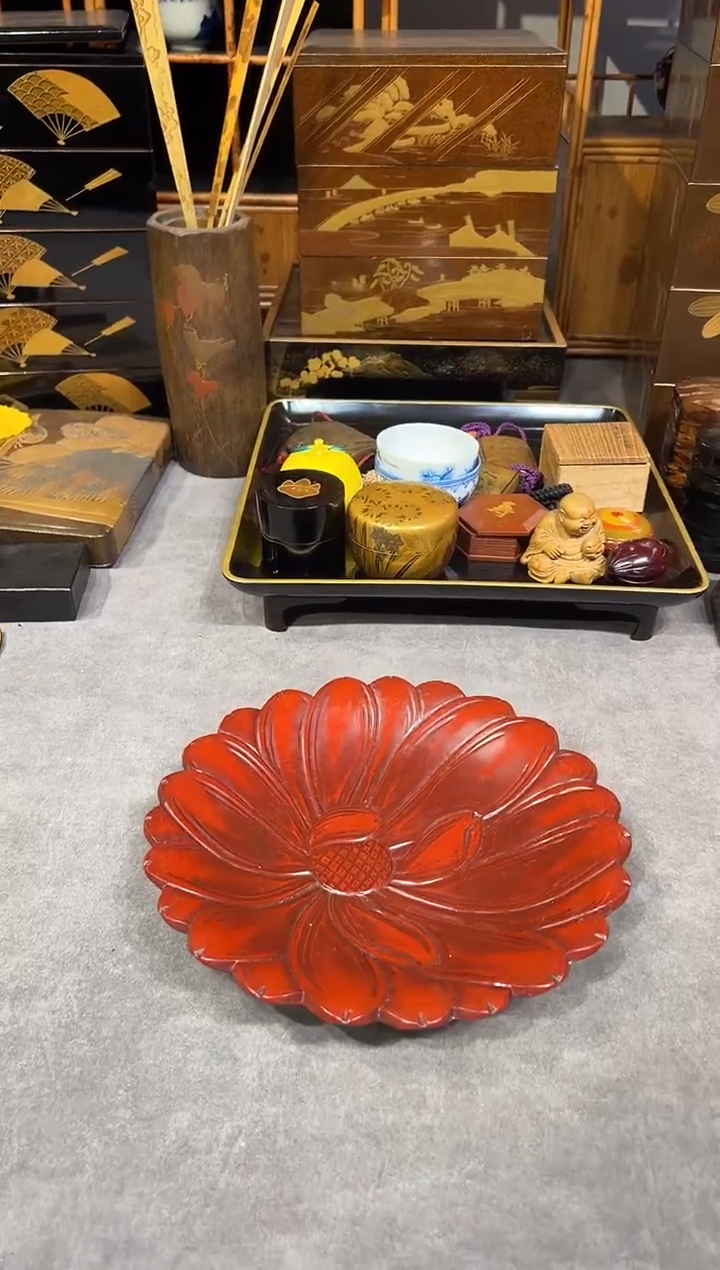 镰仓雕果子钵大漆漆器大漆漆器