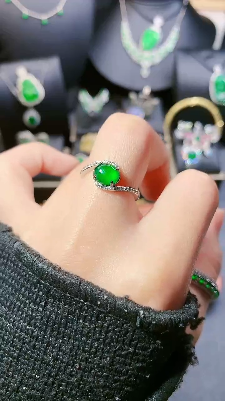 【闪购商品】翡翠戒指银S925镶嵌戒指