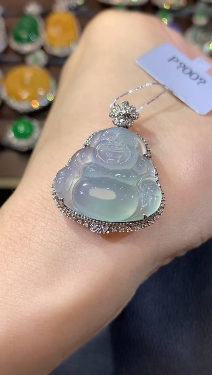 翡翠18K金镶嵌吊坠(不含链)D19