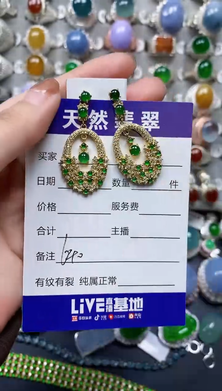 【闪购商品】翡翠耳饰银S925镶嵌0640