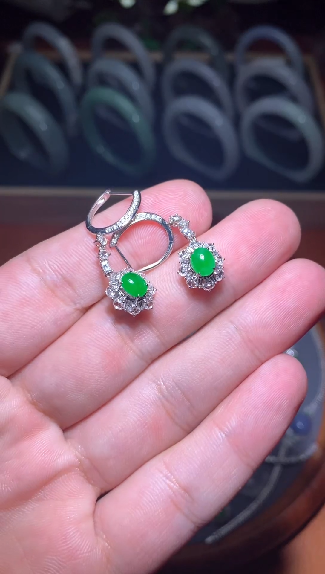 【闪购商品】翡翠耳饰18K金镶嵌/03/耳包