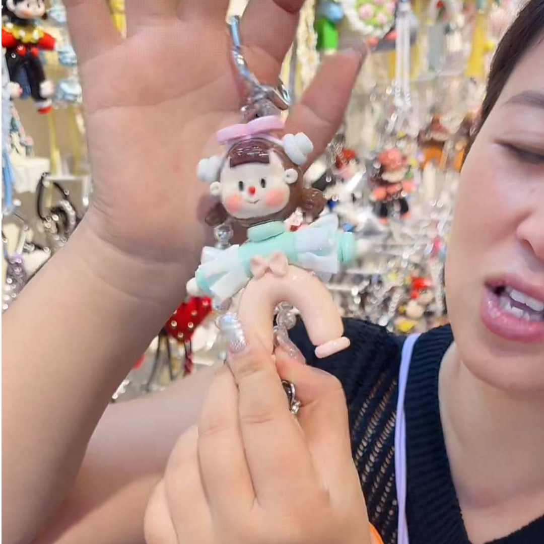 薄荷绿粉裤子多妹手机挂件