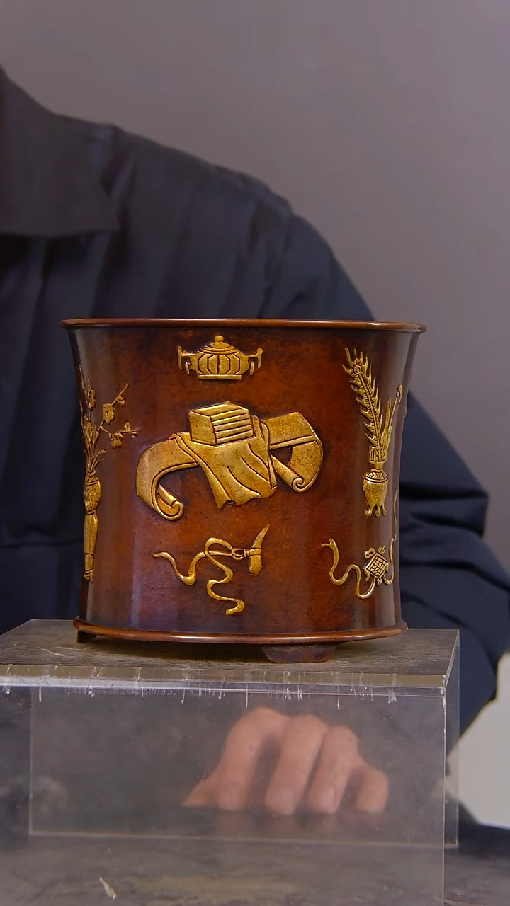 前*者山水铜缘紫铜香炉结缘1111