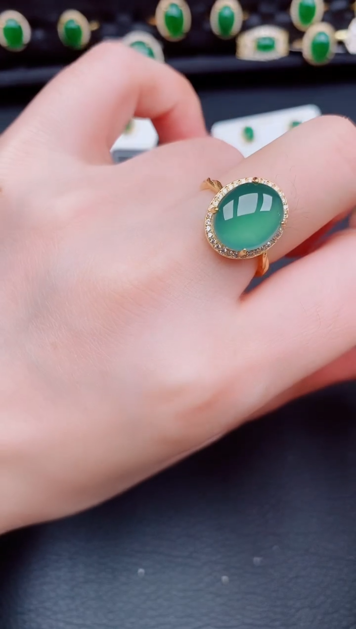 【闪购商品】翡翠戒指银S925镶嵌天然a货翡翠234