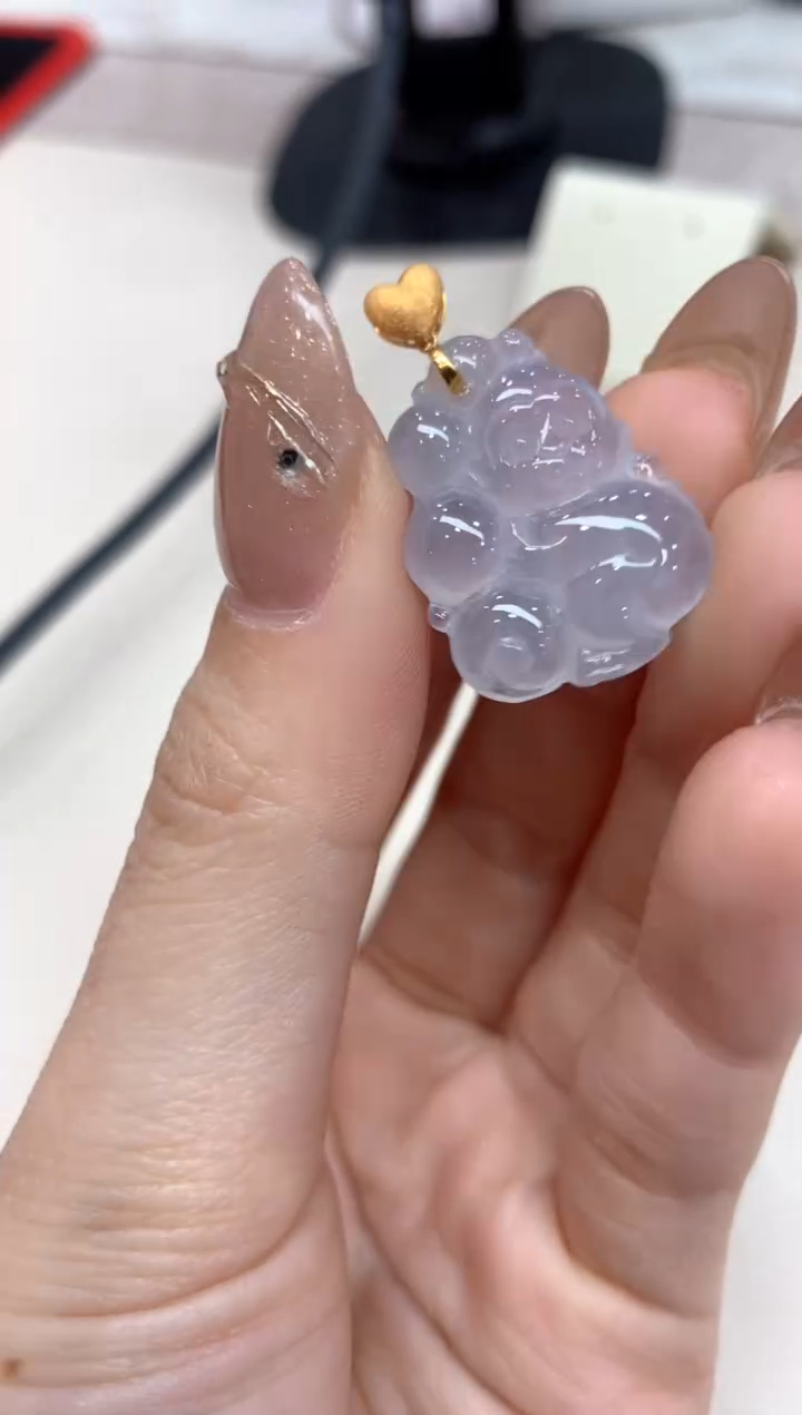 【闪购商品】翡翠吊坠(不含链)18K金镶嵌猴子