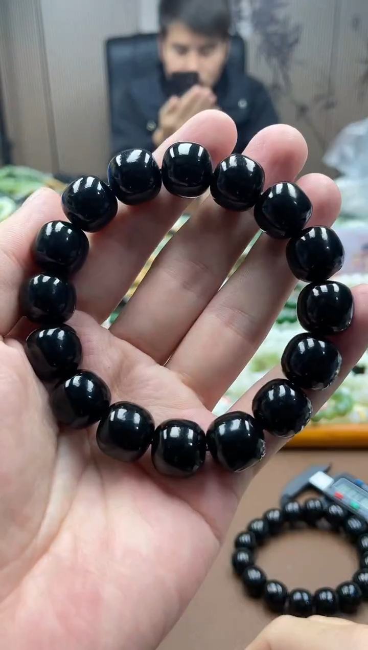 未镶嵌手串和田玉纯天然新疆塔县黑青14老型