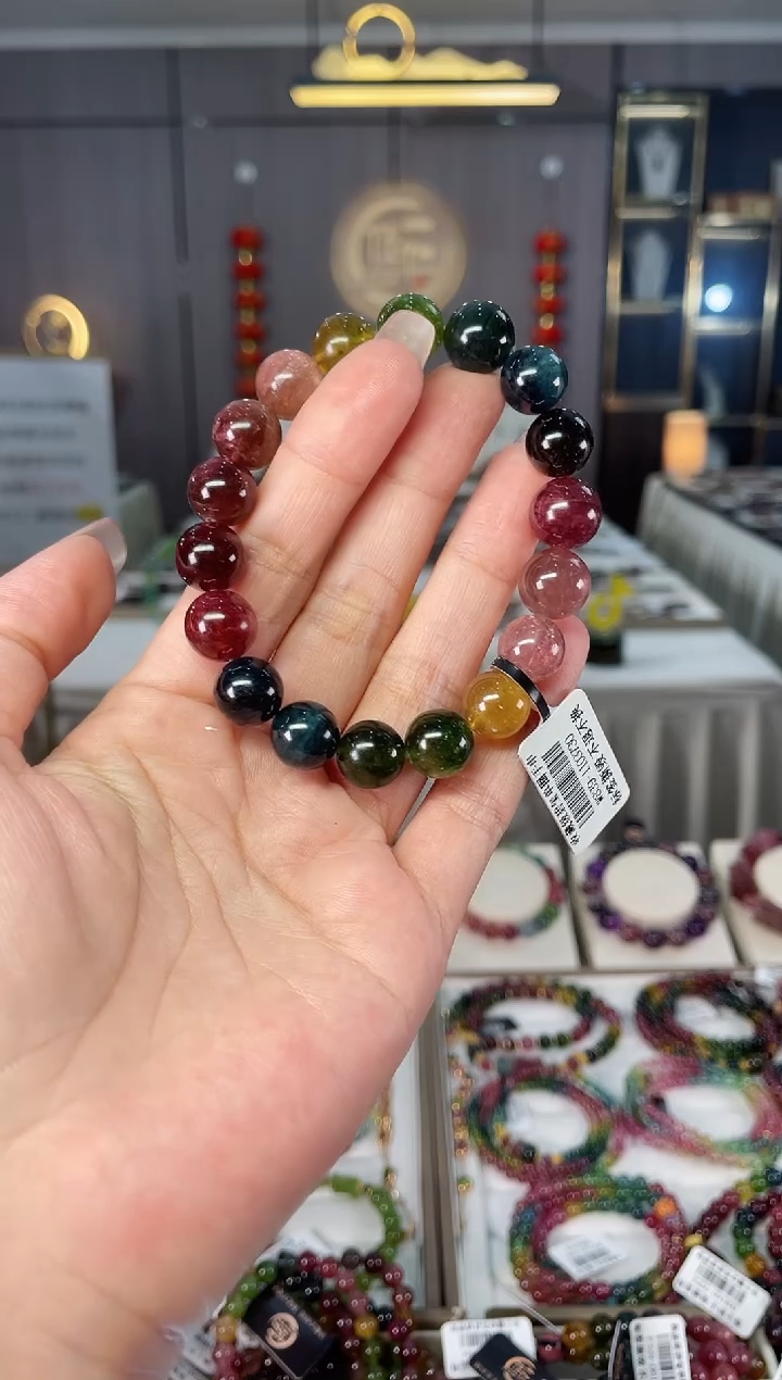 收藏级老矿碧玺单圈手串11mm+未镶嵌碧玺hon多样性发货一条