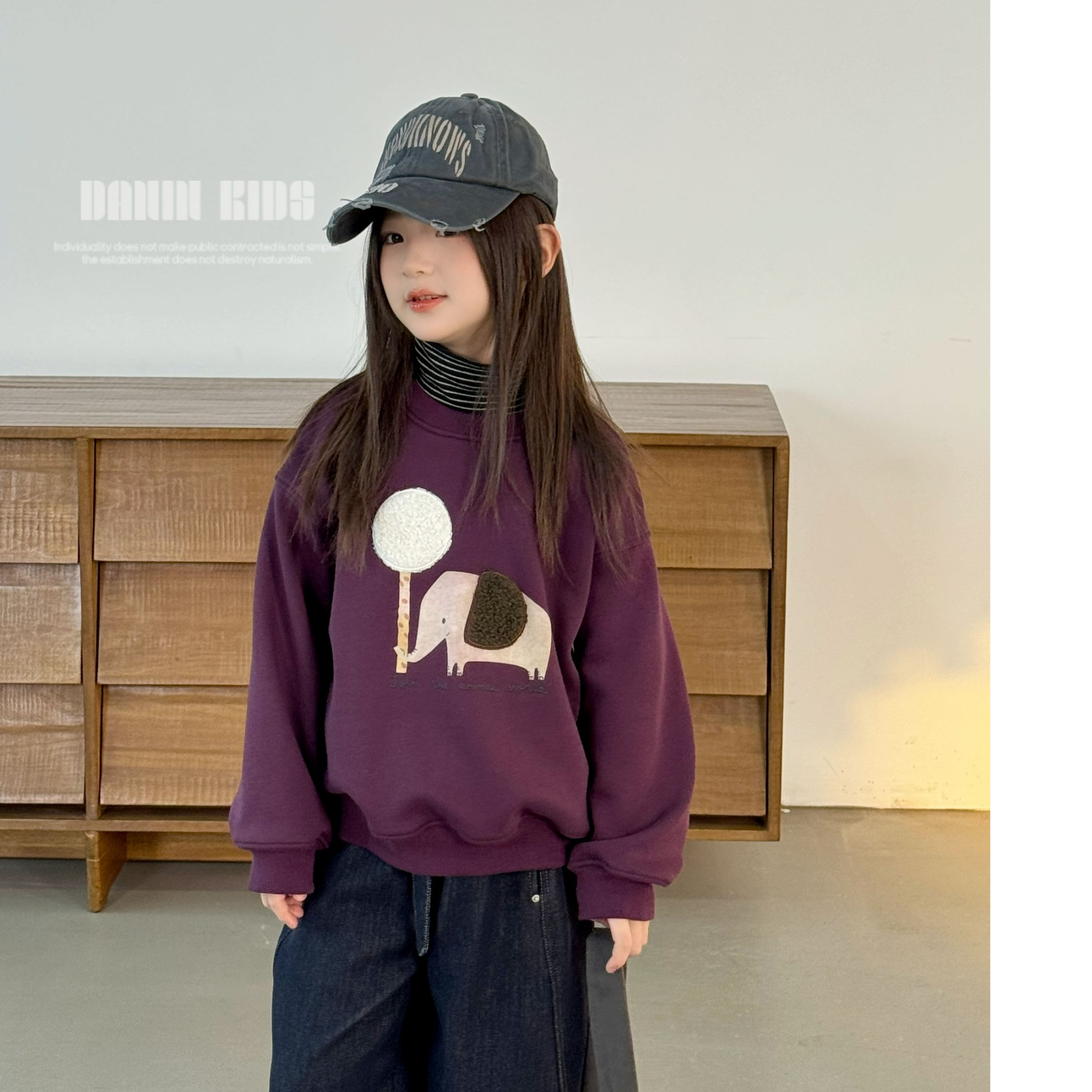 嗒囜【大象玩伴】奥利绒加绒 普洗柔软 儿童秋冬装宽松圆领套头卫衣