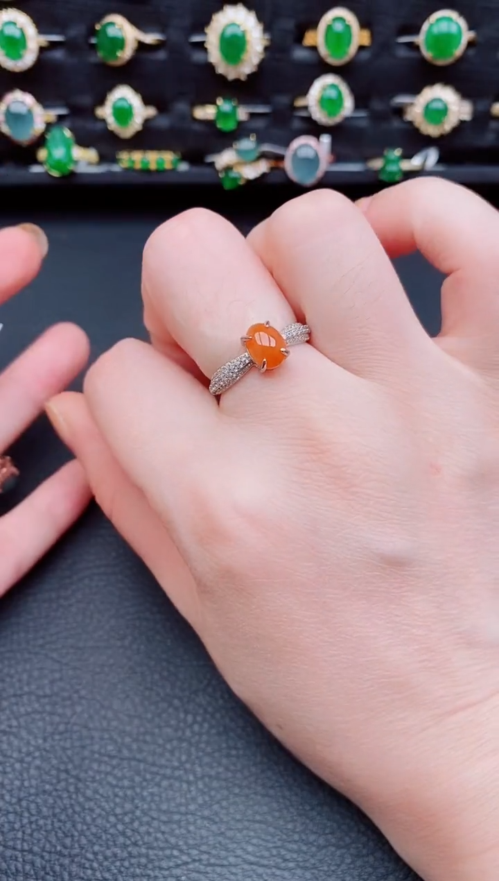 【闪购商品】翡翠戒指银S925镶嵌天然a货翡翠13