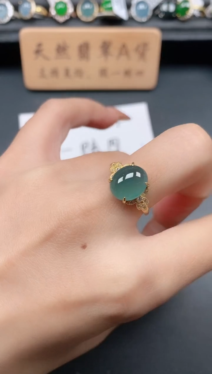 银S925镶嵌戒指翡翠1