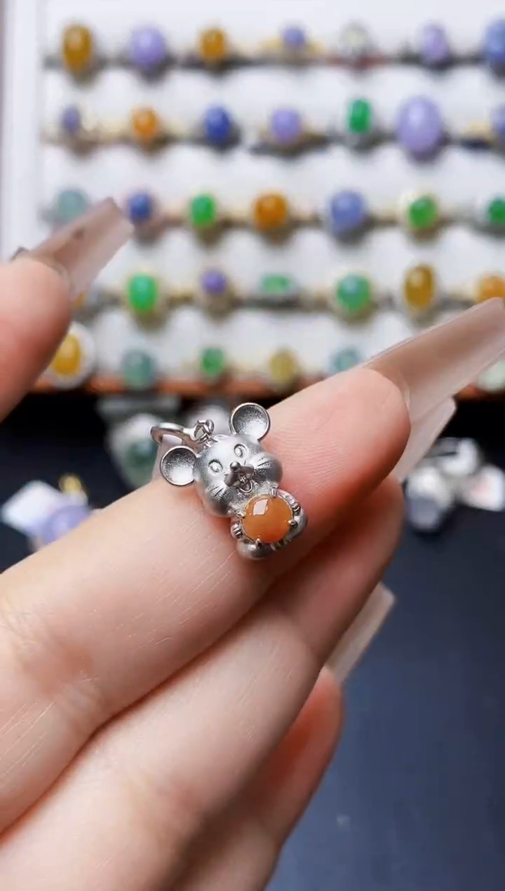 银S925镶嵌戒指翡翠0500