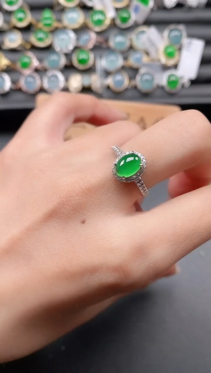 银S925镶嵌戒指翡翠11111111