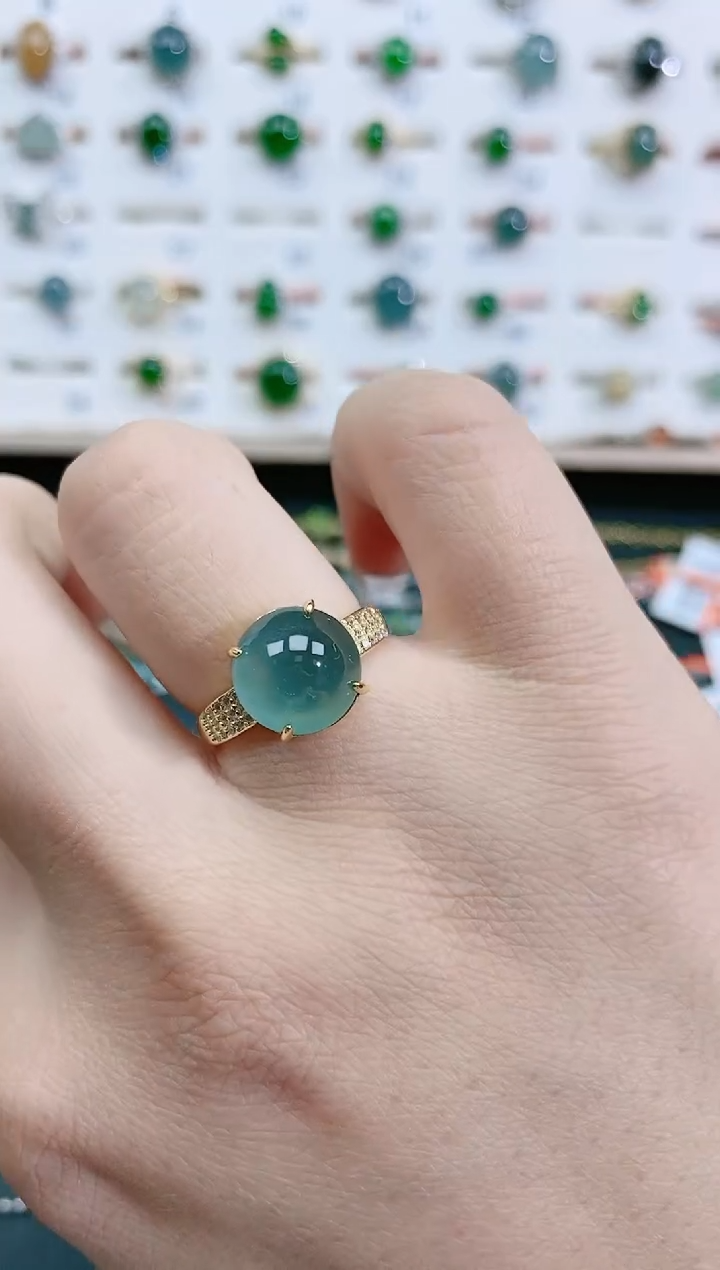 翡翠戒指银S925镶嵌天然翡翠
