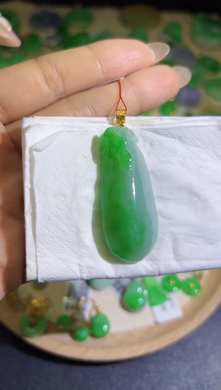 【闪购商品】翡翠颈饰18K金镶嵌Q缅料A货翡翠/支持复检/一件