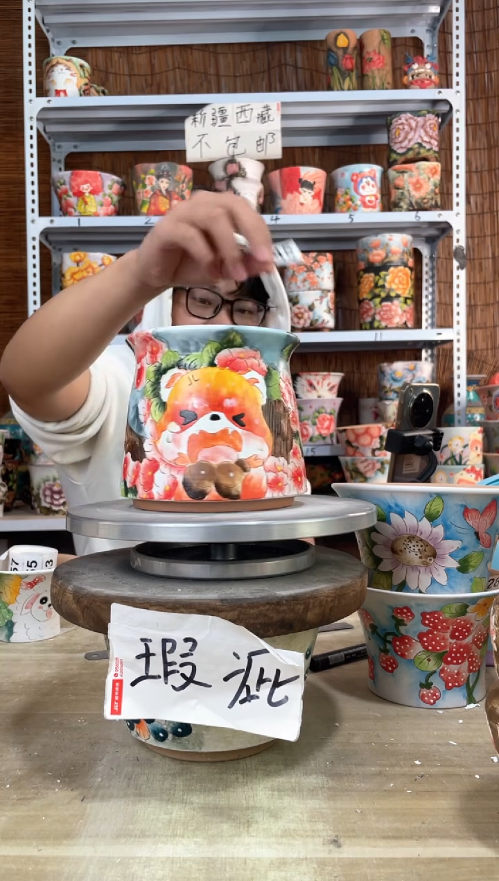 【闪购商品】摆件245陶花岛多肉陶瓷花盆罐——微瑕