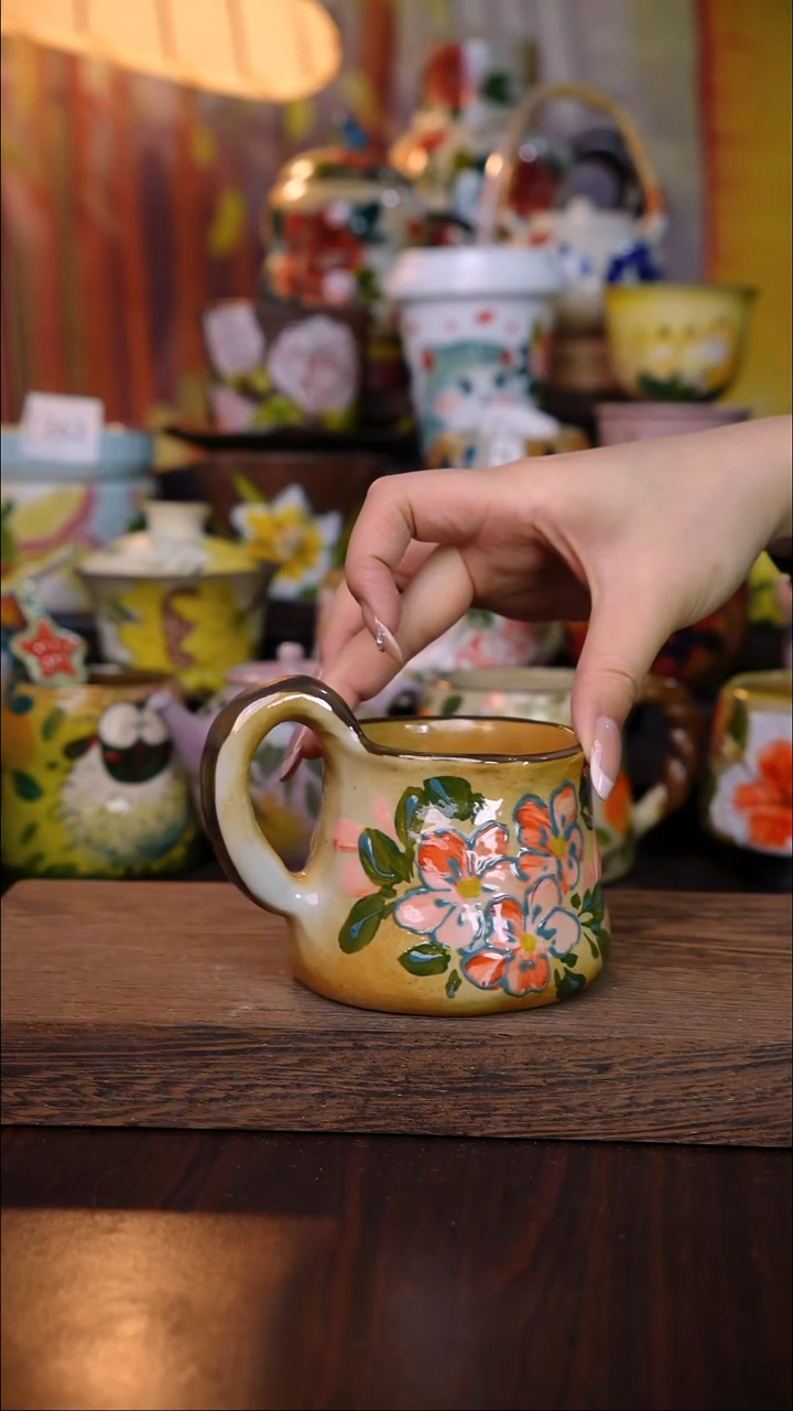 杯子陶泥垚手作 景德镇手工手绘陶瓷器物