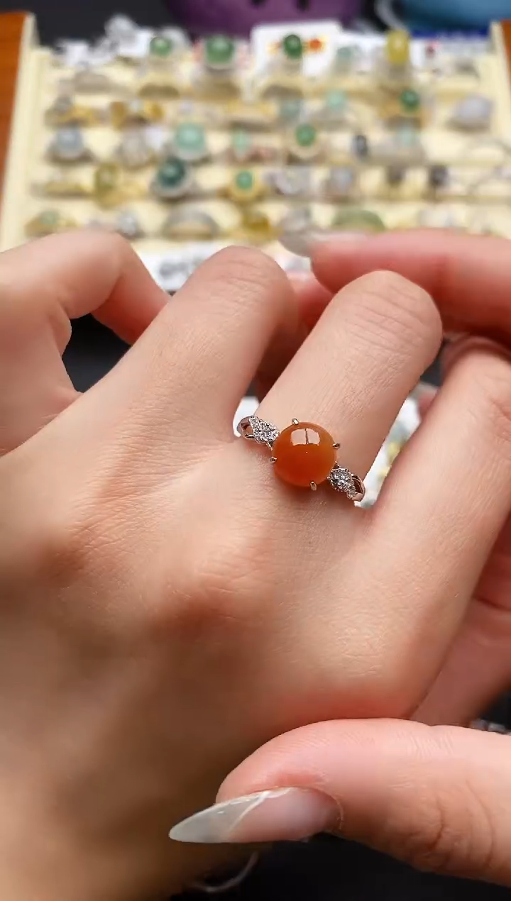 【闪购商品】翡翠戒指银S925镶嵌44444444+6