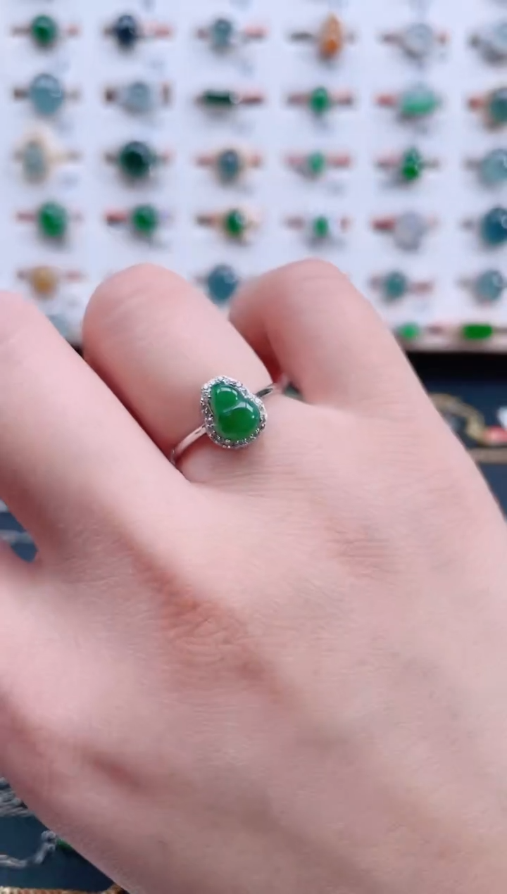 银S925镶嵌戒指翡翠天然翡翠