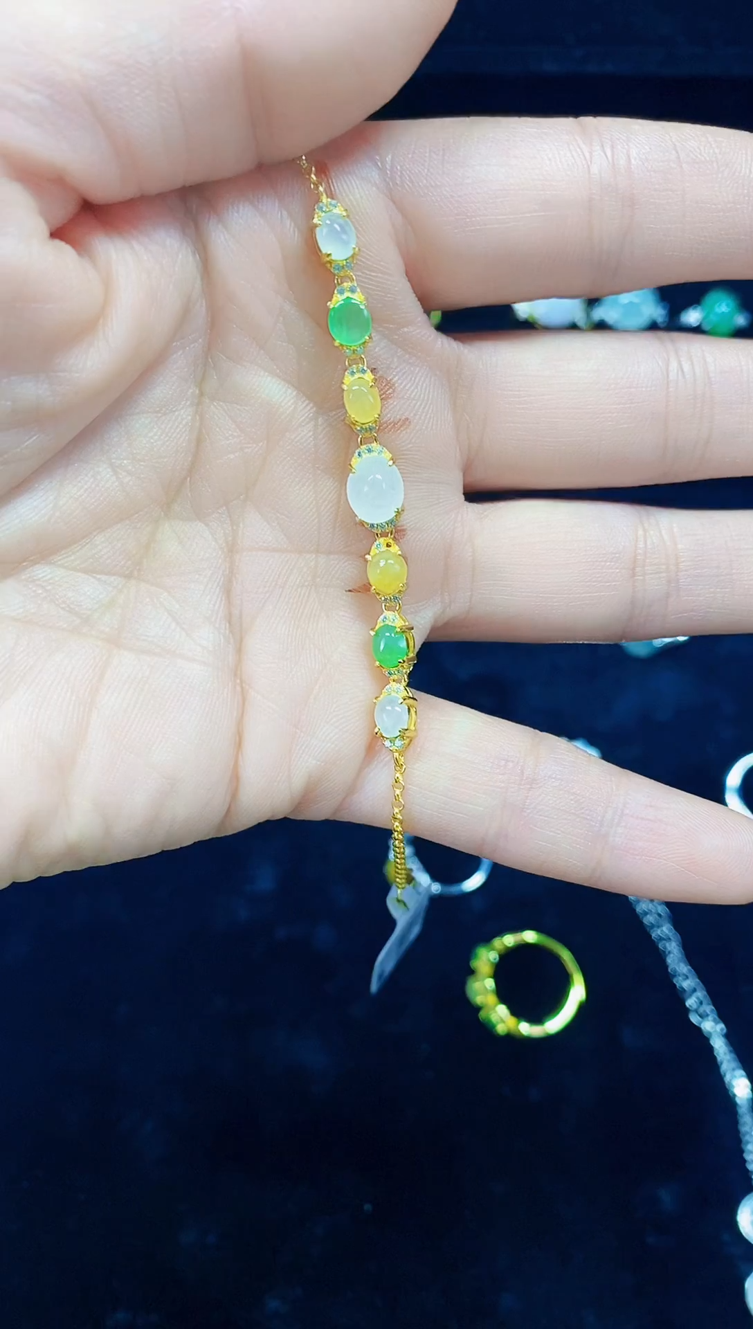 银S925镶嵌戒指翡翠桃*翡翠手串925银镶