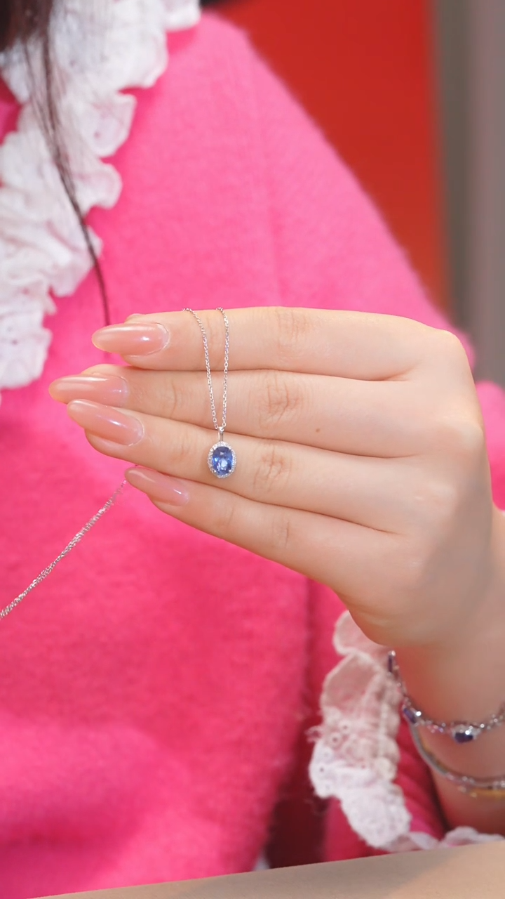 【闪购商品】蓝宝石项链18K金镶嵌（1ct）@@Q3759