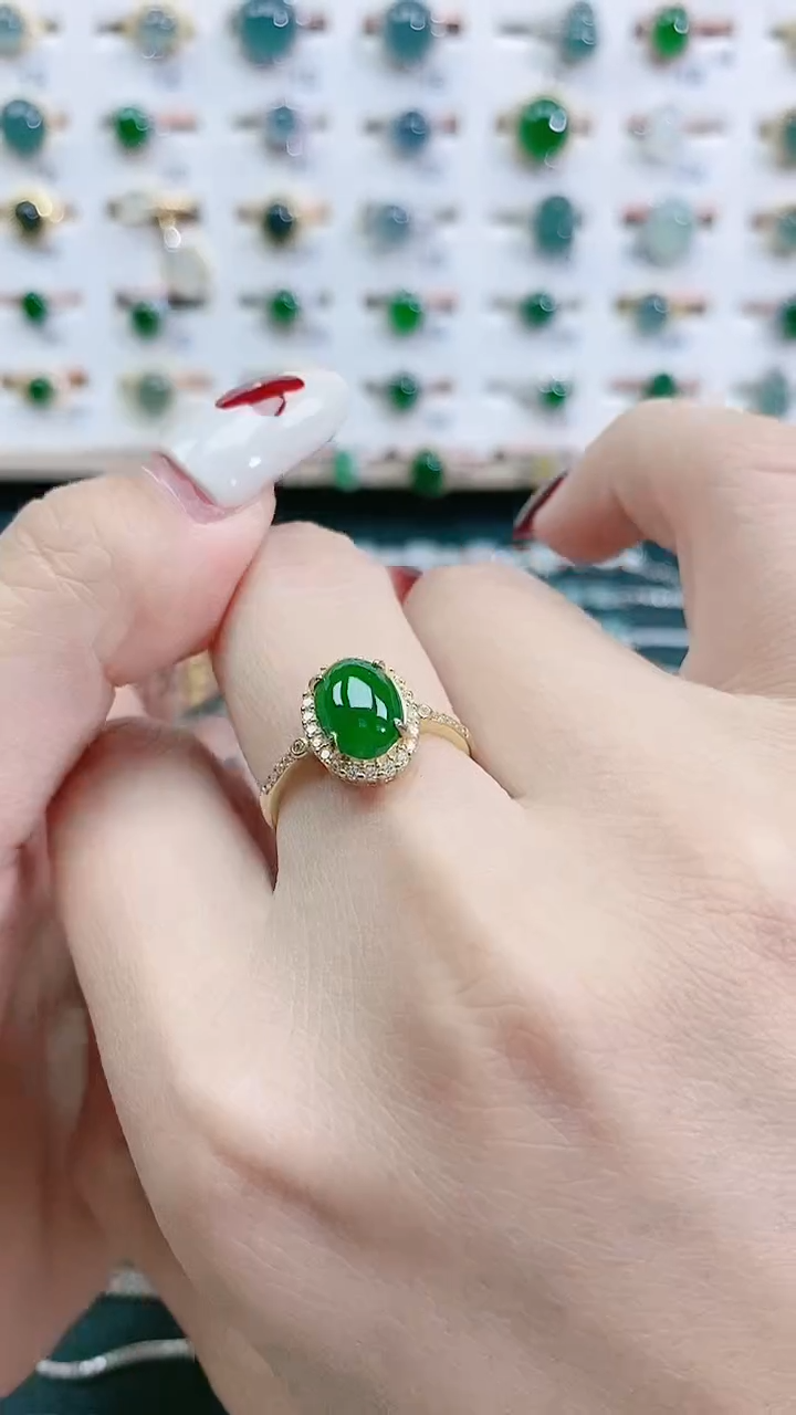 银S925镶嵌戒指翡翠天然翡翠