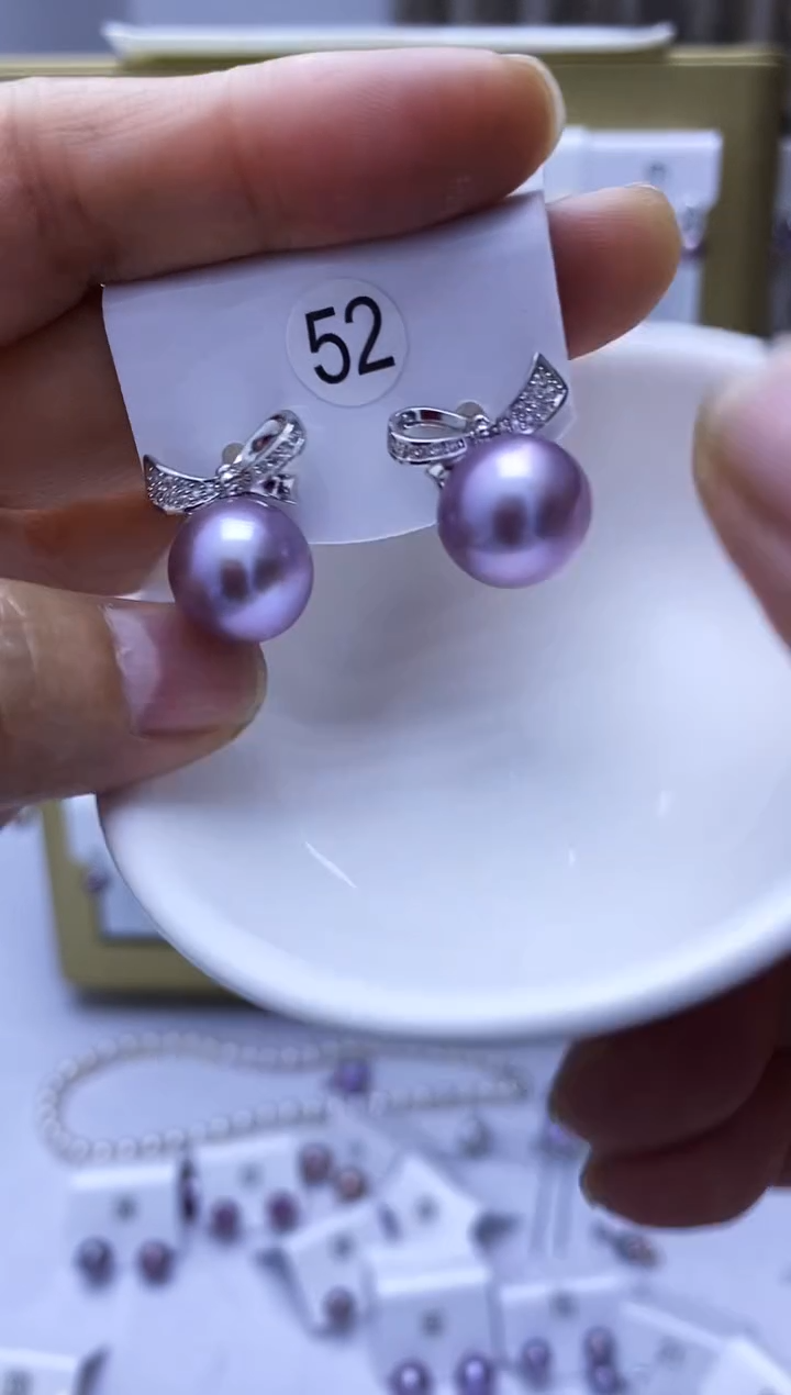 银S925镶嵌耳饰淡水珍珠52