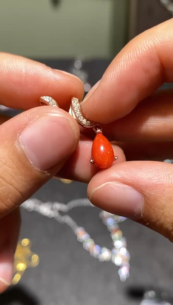 无吊坠925银海里红吊坠