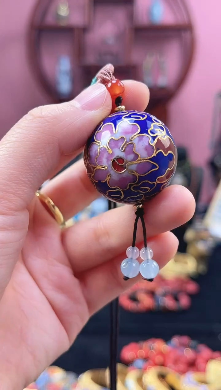 非遗 景泰蓝 3cm大珠 吊坠 宝蓝
