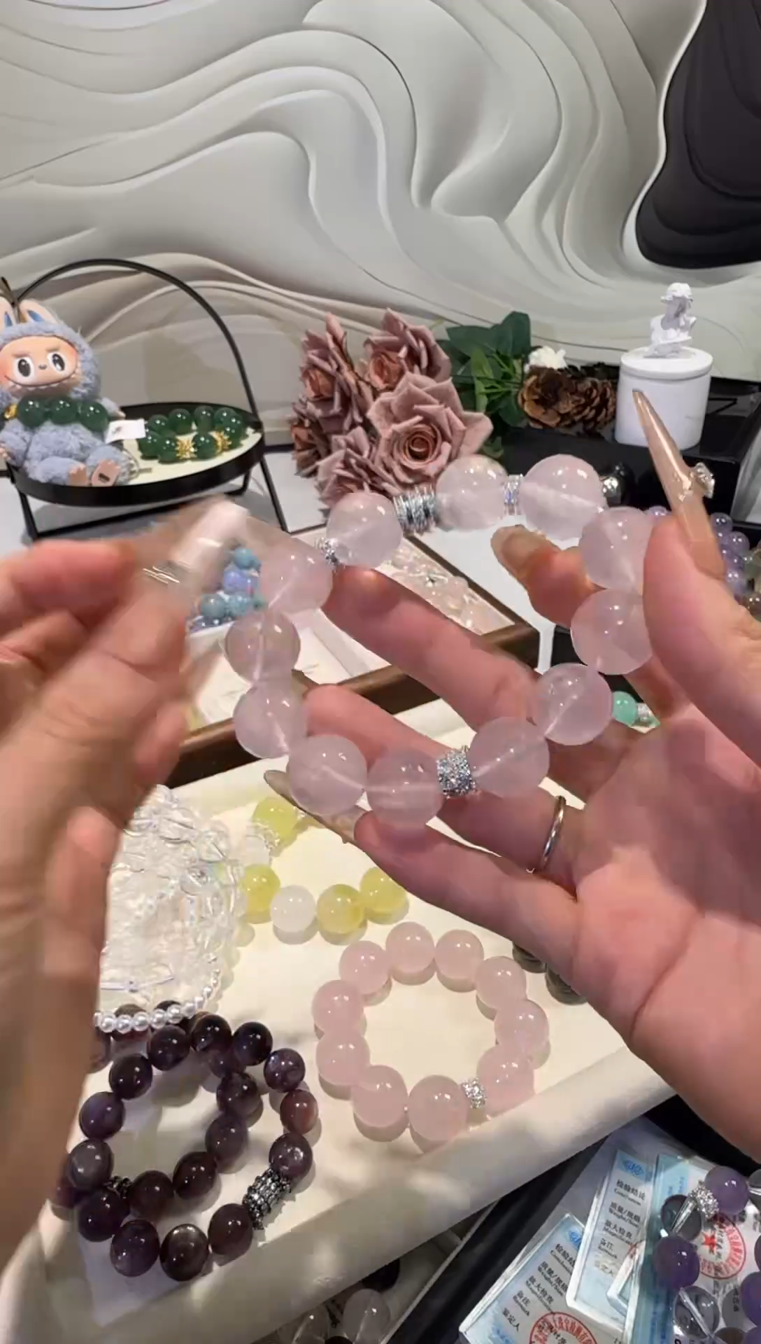 水晶手串未镶嵌莫粉