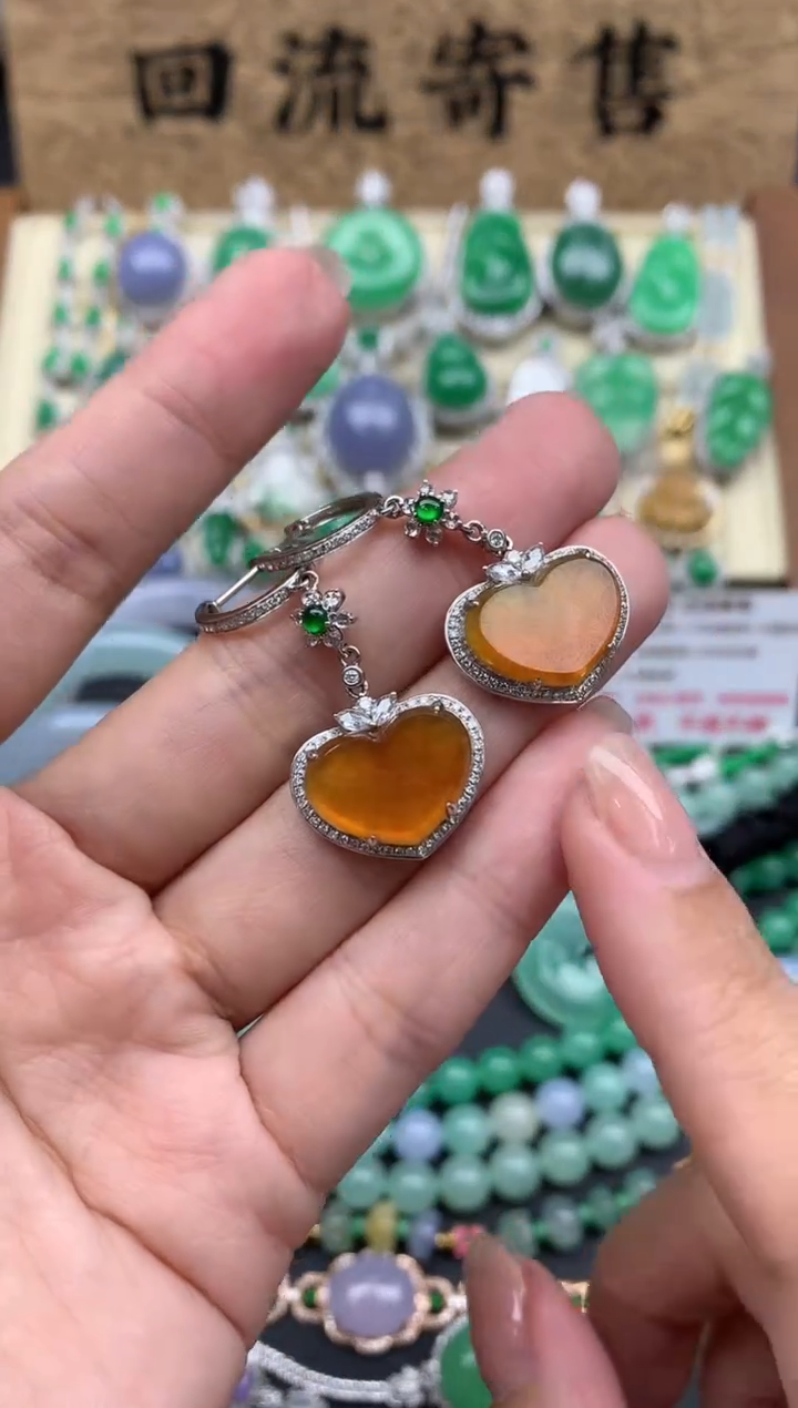 【闪购商品】翡翠耳饰18K金镶嵌512-中国好珍宝