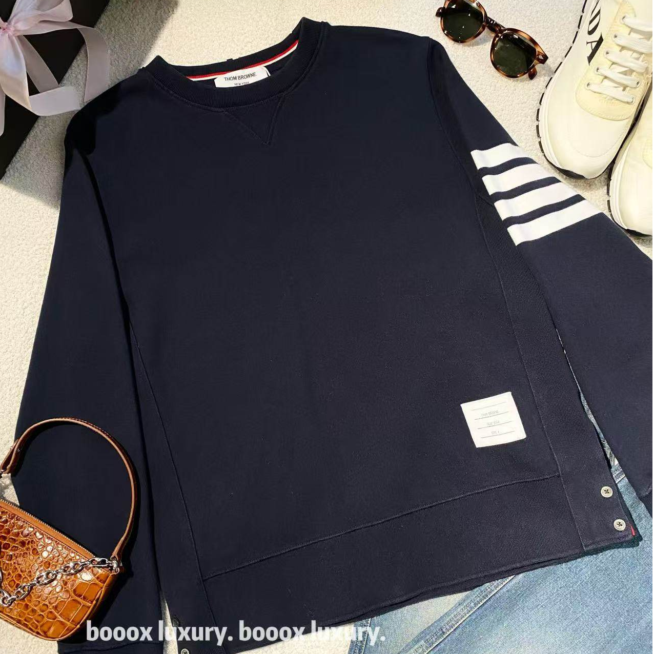 95新 THOMBROWNE aa3773 棉 经典四杠徽标卫衣 4码