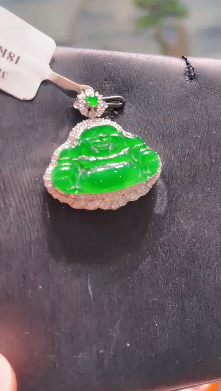 【闪购商品】翡翠颈饰18K金镶嵌A16天然A货翡翠