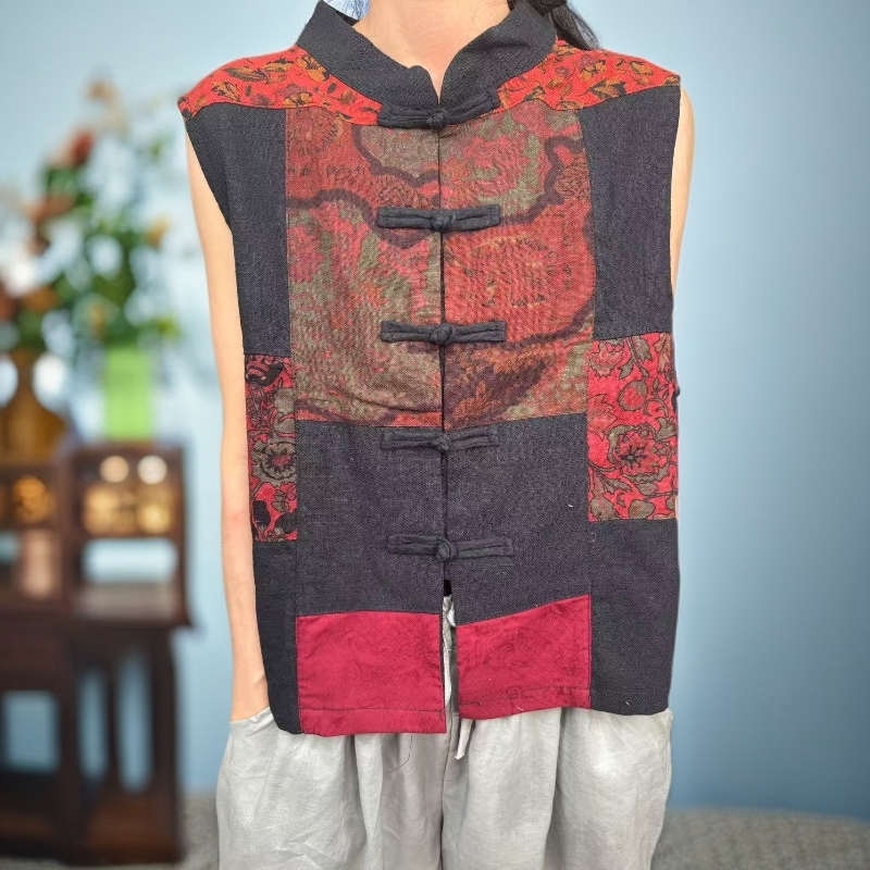 《古之韵》初秋款立领亚麻复古马甲〈精致绝了〉