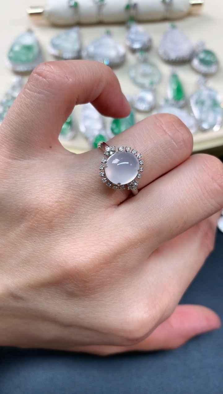 【闪购商品】翡翠戒指18K金镶嵌A113|4800