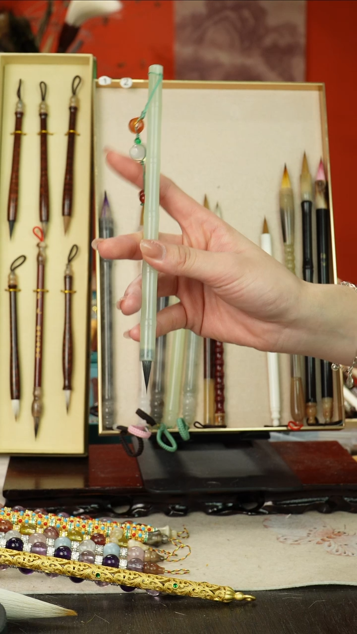 49号闪孤品高货毛笔链接 清水试笔 蘸墨不退