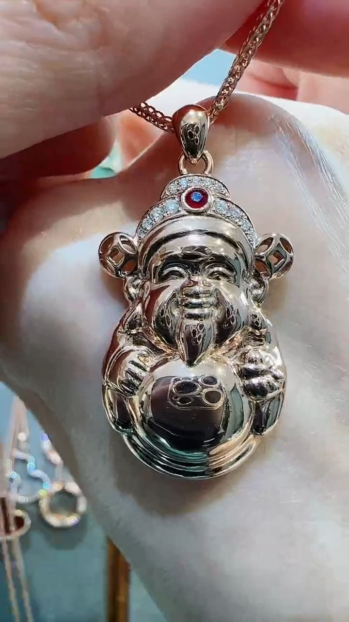 【闪购商品】天然钻石吊坠(不含链)18K金镶嵌18K金钻石财神吊坠