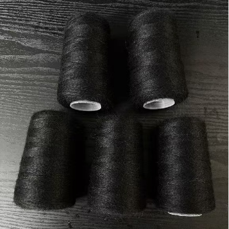 8/2支纯黑色超柔软羊驼毛编织diy线织男女士手编毛线粗毛线毛衣线