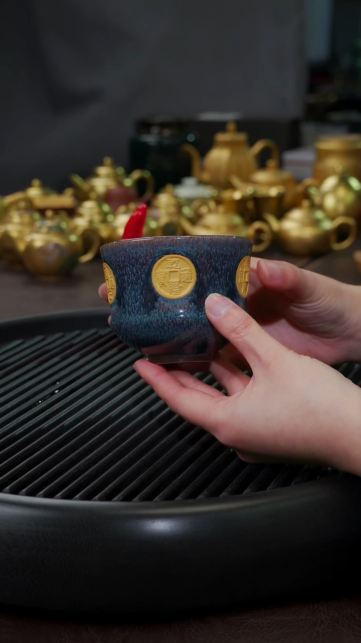 【闪购商品】杯【宜景窑天目釉蓝釉】五帝杯子