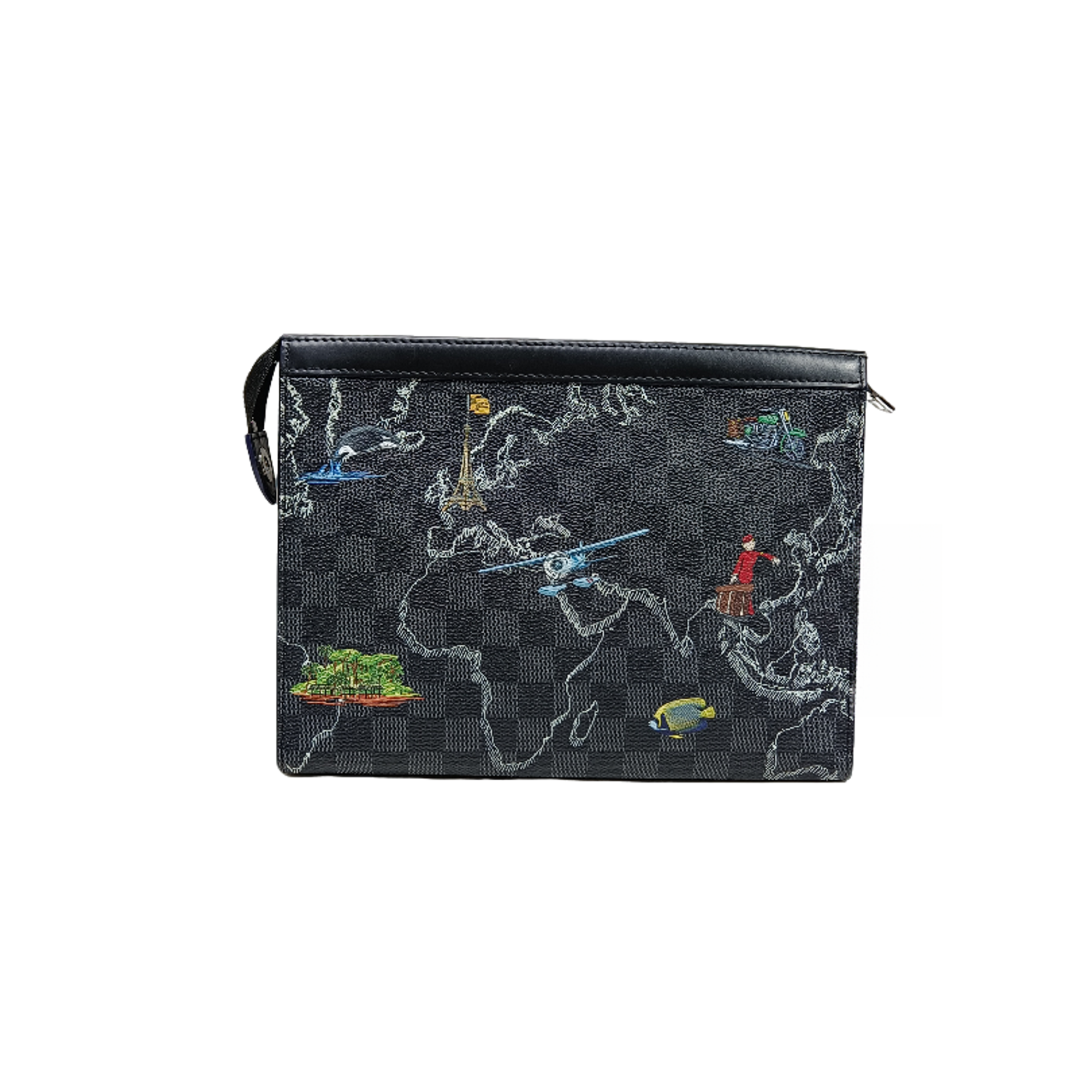 99新 LouisVuitton/路易威登 二奢男98新彩绘地图限量洗漱包1077
