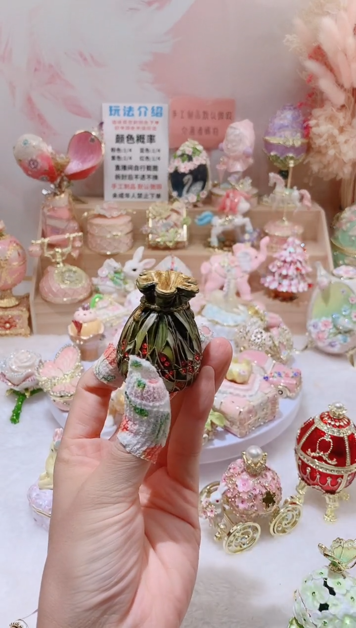 合金珐琅彩首饰盒摆件