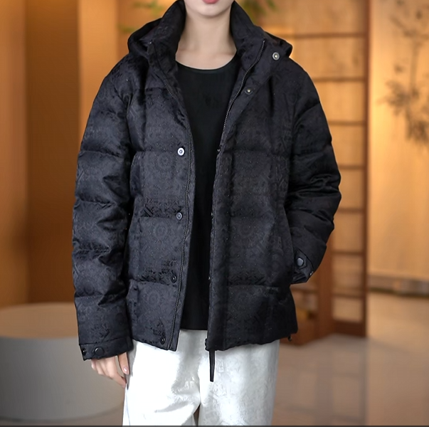 2613鹅绒可喜登秋冬新款桑蚕丝『上久楷夔龙凤纹』高端男士长袖外套