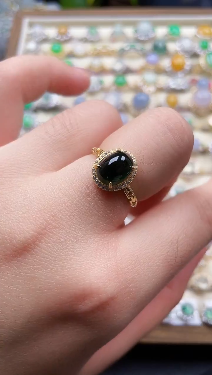 银S925镶嵌戒指翡翠133