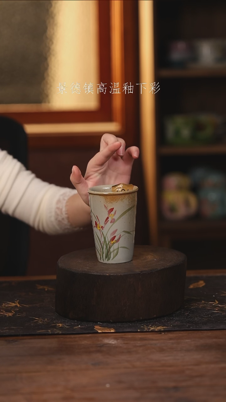 陶瓷景德镇高温釉下手绘陶瓷@L624@