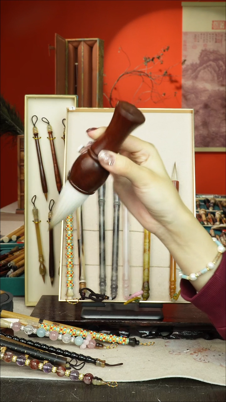 246号闪孤品高货毛笔链接 清水试笔 蘸墨不退