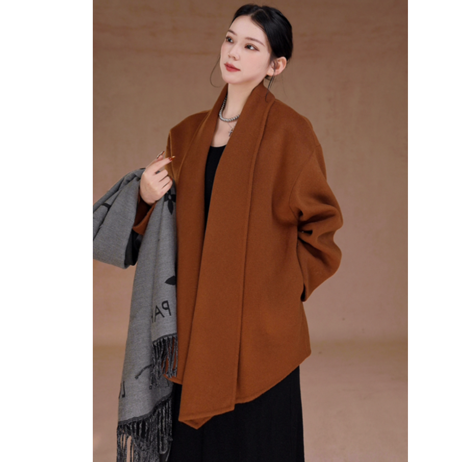 【MYLAD】100%羊毛、秋冬极简风短款女士毛呢外套翻领气质外套51016